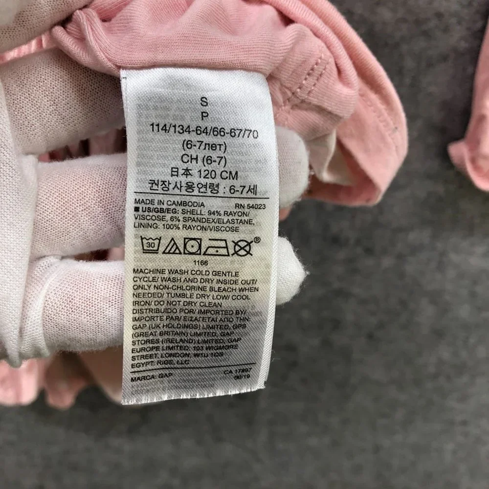 GAP Girls S 6-7 Long Sleeve Dress Pink Polka Dot A-Line‎ Knit